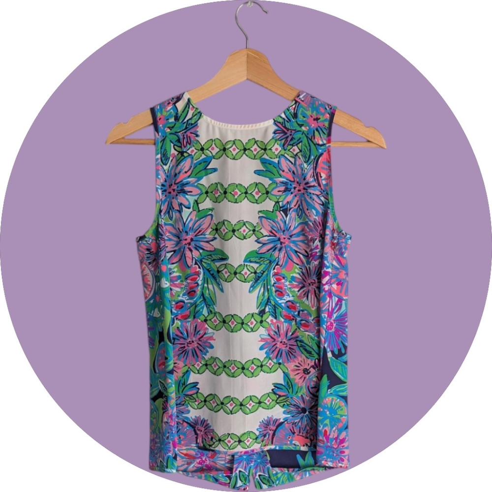 Lilly Pulitzer Women's Floral Iona Button Back Sleeveless Top - XS